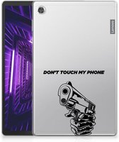 Tablet Hoesje met foto geschikt voor Lenovo Tab M10 Plus Siliconen Bumper Gun Don't Touch My Phone met doorzichte zijkanten
