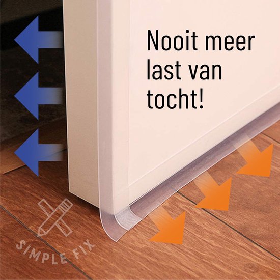 Simple Fix Tochtstrip Deuren - 5m x 3,5cm - Transparant - Tochtstopper voor Deur en Raam - Zelfklevende 3M-plaklaag - Isolerend - Tochtband