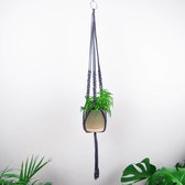 Plantenhanger - 110 cm - Katoen - Grijs - Plantenhanger macrame - Plantenhanger binnen