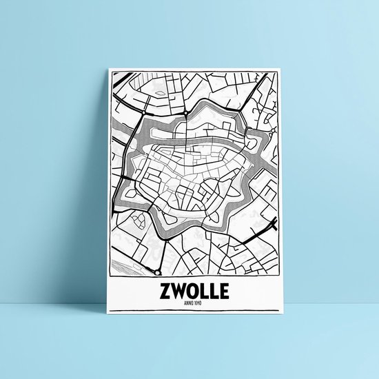 Plattegrond Zwolle - Tekening - A5 kaart - Stadskaart