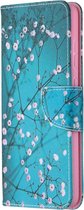 Blauw roze bloemen book case hoesje Samsung Galaxy A72