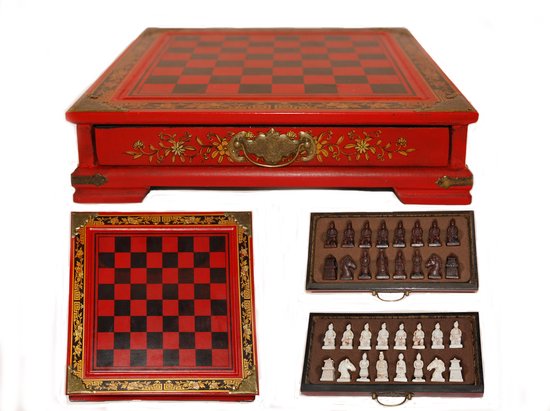 Afbeelding van het spel Terracotta schaakbord-Met Schaakstukken-Hout