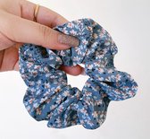 Scrunchie bloemenprint | blauw