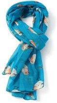 Lichte dames sjaal met schattige vogeltjes motief | Turquoise | mode accessoire | geschenk voor haar