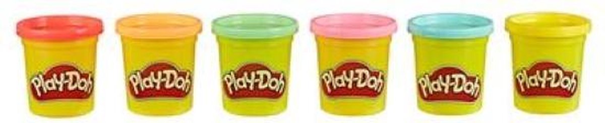 Play-Doh 6 potjes - geel-aqua-roze-groen-oranje-rood - Play-Doh