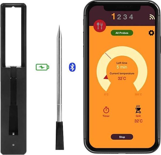 Vleesthermometer draadloze smart vleesthermometer 100 m bluetooth