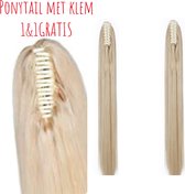 Ponytail met klem 22"&GRATIS paardenstaart blond