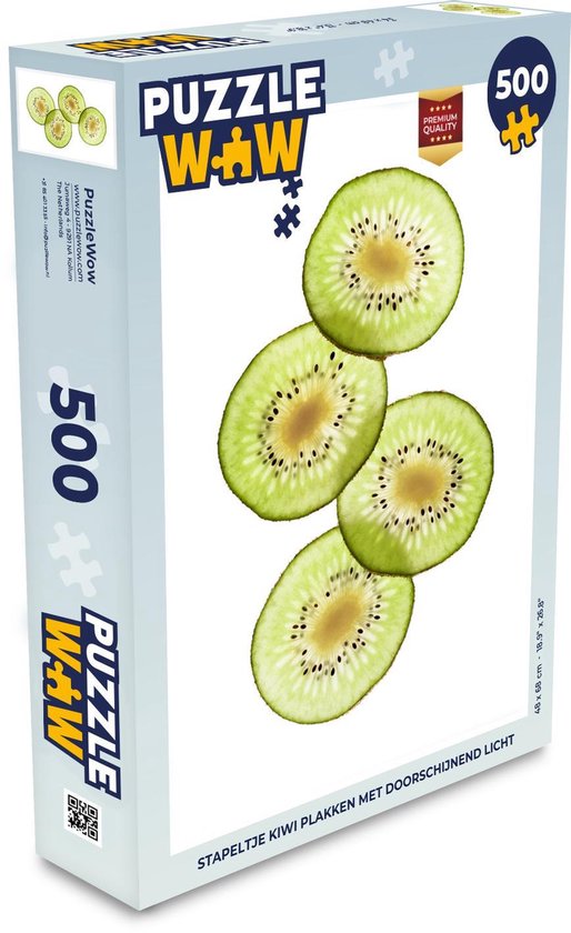 Puzzel 500 stukjes Kiwi - Stapeltje kiwi plakken met doorschijnend licht -  PuzzleWow... | bol.com