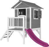 AXI Maison Enfant Beach Lodge XL en Gris avec Toboggan en Violet - Maison de Jeux en Bois FFC pour Les Enfants - Maisonnette / Cabane de Jeu pour Le Jardin