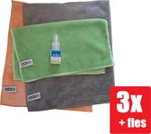 Nanodoekje - Nanodoek - Nanodoekjes - Nanohandschoen - Schoonmaakdoek - Microvezeldoek - 3 Stuks Groen, Grijs, Oranje + Relax flesje Nano Liquid