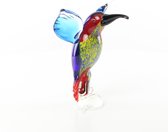 Glazen beeldje - ijsvogel - Murano stijl - glas - hoogte 19,8cm