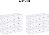 6x Opbergbakjes wit - 27.5x14x6.3 CM - Badkamer en keuken - Organizer bureau - Make up bakjes - Ondergoed - Opberg - Lades - Ladeverdeler