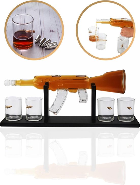 Port Karaf & 4 Glazen Sipper Set - Handgeblazen Glas Voor Traditionele Port Service