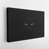 Onlinecanvas - Schilderij - Cat On Background With Bright Yellow Eyes- Art Horizontal Horizontal - Multicolor - 30 X 40 Cm