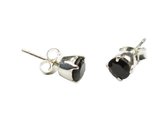 Zilveren knop oorbellen Onyx 925 zilver