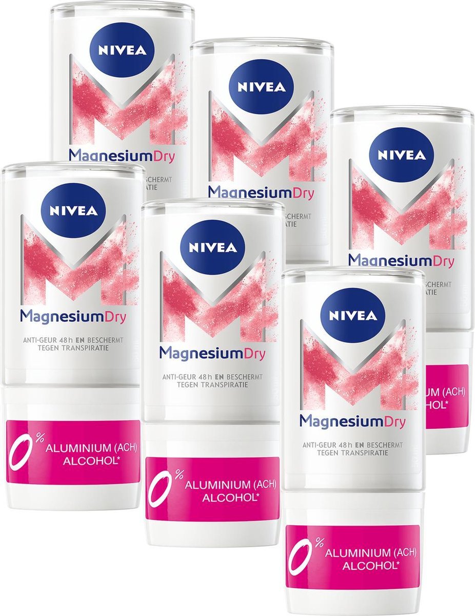 NIVEA Magnesium Dry Female Deodorant Roller - 6x 50ML - Voordeelverpakking - NIVEA
