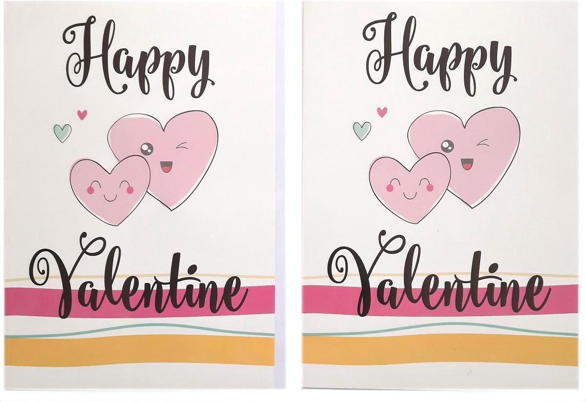 2 Wenskaarten - Valentijnskaarten - Happy Valentine - 12 x 17 cm - VAL-001