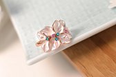 ROXI 18K Rose Goud Vergulde Geëmailleerde Ring Spring Flower met Austrian Crystal maat 57 18mm