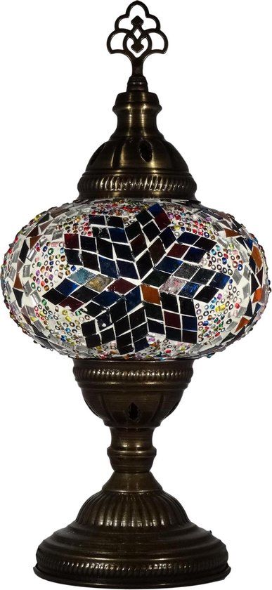 Turkse tafellamp met mozaïek bol van 13 cm multicolour - Oosterse tafellamp met mozaïek bol van 13 cm multicolour
