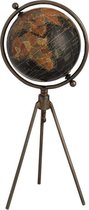 J-Line Wereldbol Tripod Ijzer/Plastiek Zwart Small