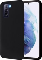 Hoesje geschikt voor Samsung Galaxy S21 Plus - Matte Back Cover Microvezel Siliconen Case Hoes Zwart