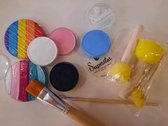 Schminkset rainbow unicorn - professionele grime - schmink, penselen, sponsjes