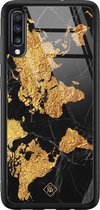 Samsung A50 hoesje glass - Wereldkaart | Samsung Galaxy A50 case | Hardcase backcover zwart