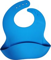 Silicone slabbetjes blauw - waterdichte baby slabbetje - zachte slab met opvangbakje - Unisex slabbers