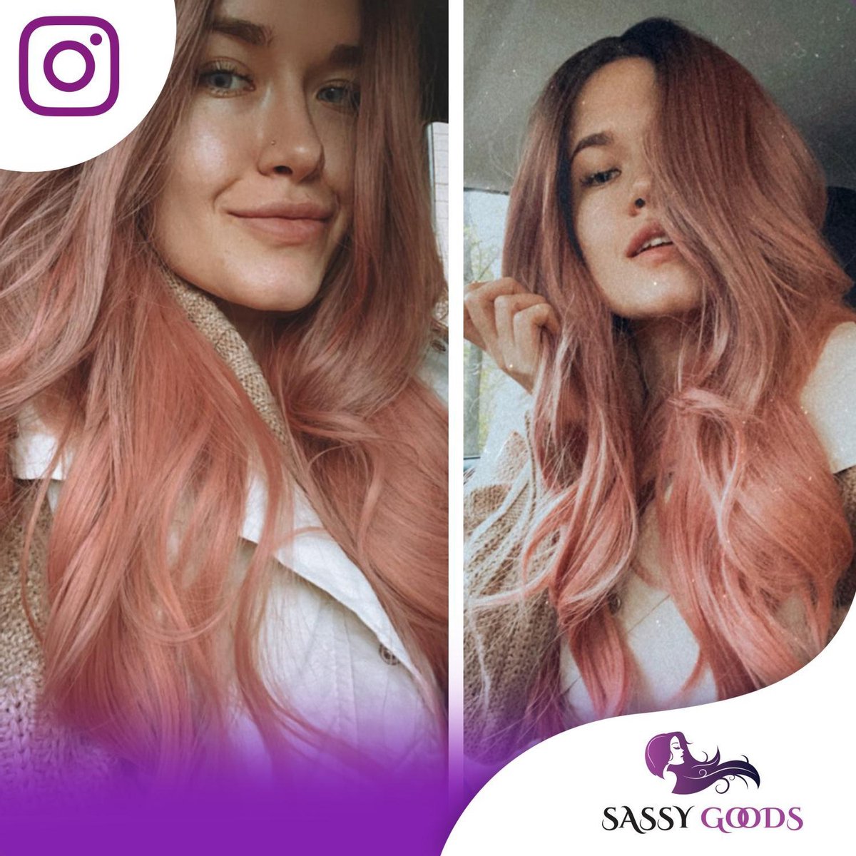 SassyGoods Roze Pruik - Pruiken Dames Lang Haar - Wig - Haarstuk - Wasbaar - 70 cm — afbeelding 9