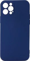 Shop4 - Geschikt voor iPhone 12 Pro Max Hoesje - Back Case Mat Donker Blauw