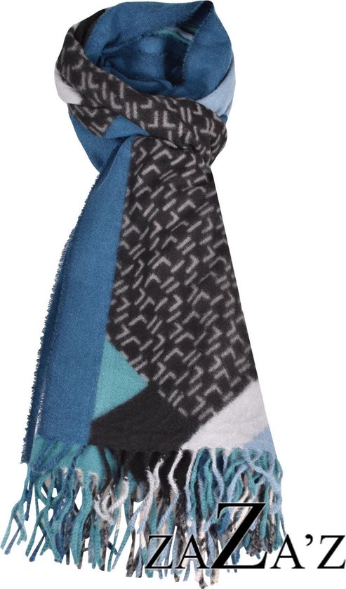 Blauwe sjaal- natuurlijke materialen- langwerpig -herfst / wintersjaal |  bol.com
