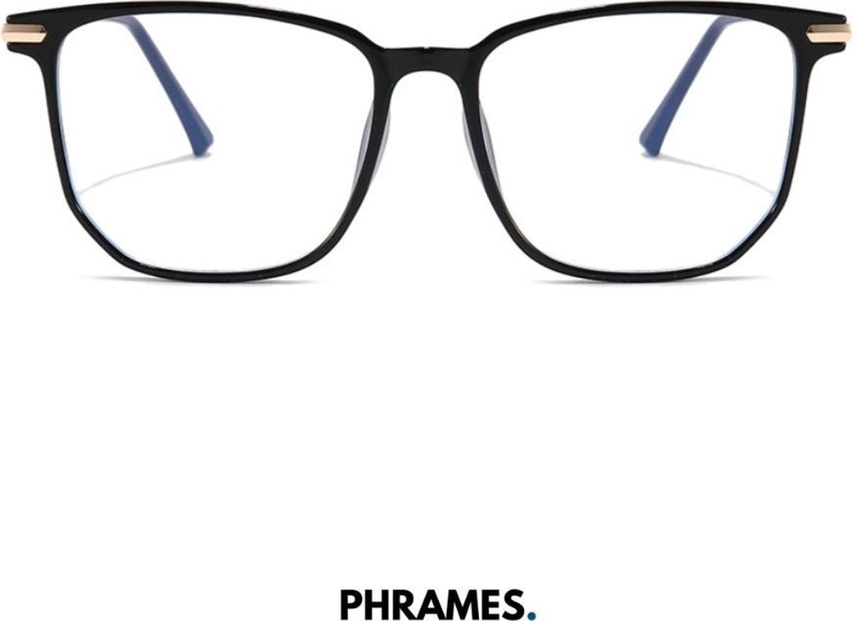 PHRAMES® - Era Black Gold – Beeldschermbril – Computerbril - Blauw Licht Filter Bril - Blauw Licht Bril – Gamebril – Dames - UV400 - Voorkomt Hoofdpijn en Vermoeidheid