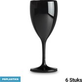 6x Zwarte Onbreekbare Wijnglazen 34cl - Uit Polycarbonaat Plastic - Vino Glas - Erg Trendy - PGplastics