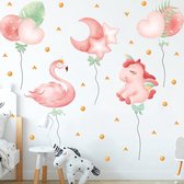 Muursticker | Flamingo en Unicorn | Wanddecoratie | Muurdecoratie | Slaapkamer | Kinderkamer | Babykamer | Jongen | Meisje | Decoratie Sticker |
