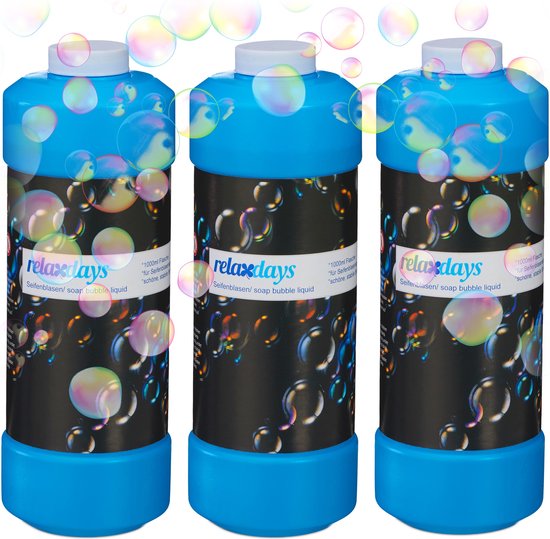 Foto: Relaxdays 3 x 1 liter bellenblaas navulling voor bellenblaasmachine bellenblaaspistool