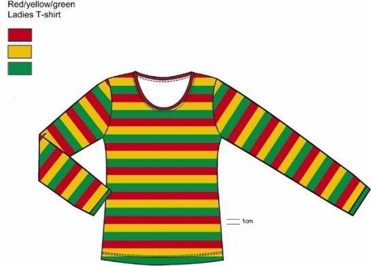 Apollo Verkleedshirt Stripes Heren Katoen Rood/geel/groen Maat M | bol.com