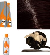XP100 haarverf pakket kleur 5.75  Lichtbruin & Bruin & Mahonie (1x 100ML) met 6% waterstof ( 1x 250ML) incl verfbakje, kwast, maatbeker, puntkam en handschoenen