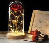 Gouden roos in glazen stolp met LED - Beauty and the Beast - Disney - Roos in glas/doos - Valentijn - Trouwen - Liefde - Cadeau - Romantisch - Sfeerverlichting - Decoratie