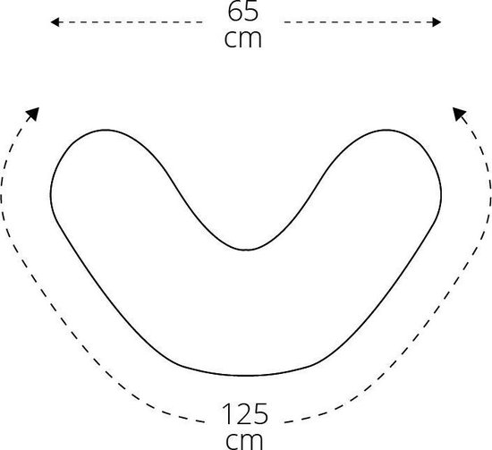 Afmetingen voedingskussen: 65 cm breed, 125 cm omtrek.