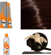 XP100 haarverf pakket kleur 5.0  Lichtbruin (1x 100ML) met 3% waterstof ( 1x 250ML) incl verfbakje, kwast, maatbeker, puntkam en handschoenen