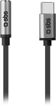 SBS USB-C naar AUX 3.5mm Kabel 0.15 Meter - Zwart