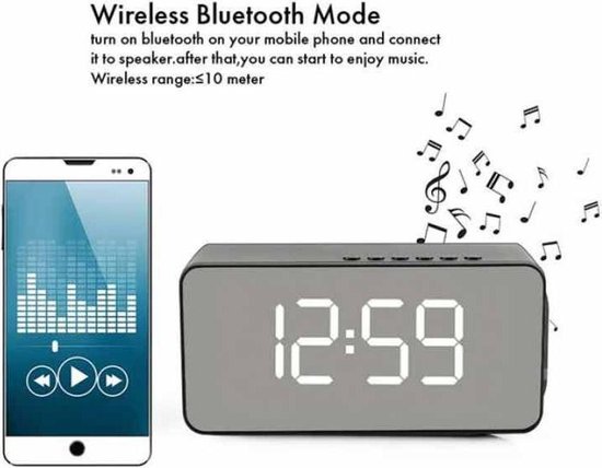 Réveil numérique - Haut-parleur Bluetooth - iPhone - Samsung - Huawei -  Xiaomi - OPPO | bol.