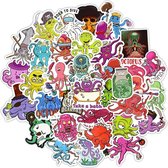 Octopus sticker mix - 50 verschillende stickers voor laptop, muur, badkamer, douche etc. - Inktvis/Zeedieren