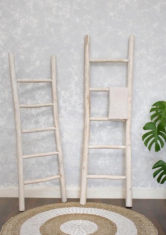 Aanzetten Maaltijd Ziek persoon Houten decoratie ladder | White wash | 50x5x175 | bol.com