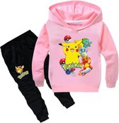 Pokémon trainingspak hoodie roze - maat 128 - Pikachu - trui en broek - pyjama - kinderen - kleding