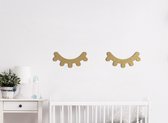 HOUTEN WANDDECORATIE - SLAPERIGE OGEN - Sleepy eyes - Gold - KINDERKAMER - SLAAPKAMER - MUURDECORATIE - CADEAU - DECORATIE BABY - INTERIEUR- MUUR- WAND - HOUT - UNIEK - NATUUR - BABYKAMER - 3