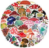 Paddenstoelen stickers - 50 stuks voor laptop, muur, journal, etc. - Paddestoel/Vliegenzwam/Magic Mushroom/Shrooms/Herfst