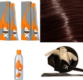 XP100 haarverfpakket kleur 5.62  Lichtbruin & Rood & Violet (2x 100ML) met 6% waterstof ( 1x 250ML) incl verfbakje, kwast, maatbeker, puntkam en handschoenen