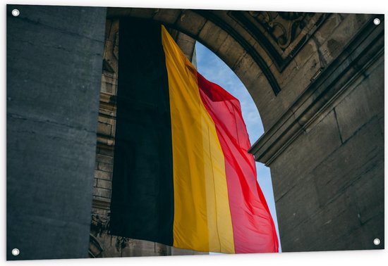 Tuinposter – Duitse Vlag bij Gebouw - 120x80cm Foto op Tuinposter  (wanddecoratie voor buiten en binnen)