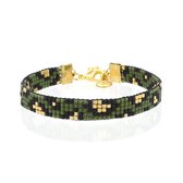 Mint15 Geweven armband met luipaardprint - Army Green - Goud